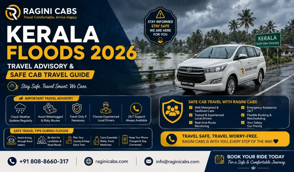 Kerala Floods 2026 - Travel Advisory and Safe Cab Travel Guide Ragini Cabs